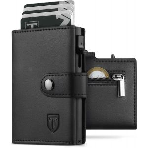 Portefeuille Homme Avec Blocage Rfid En Simili Cuir, Porte Carte Homme Avec Porte Carte, Porte Monnaie Avec Compartiment Billets, Poche &Agrave; Pi&egrave;ces & Fen&ecirc;tre Id Fermeture &Agrave; Bouton-Pression - Noir - Neuf