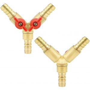 Y Connecteur de Tuyau 3 Voies s&eacute;parateur,Alliage de Laiton et de Zinc,10 mm Valve &agrave; Bille pour Eau,Huile et gaz pour arrosage de Jardin(2 pi&egrave;ce) - Neuf