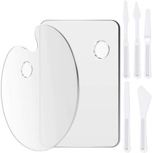 Palette Peinture Acrylique 2 Pi&iquest;&iquest;Ces Transparente Ovale Rectangle Palette Humide Avec Papier Brun Protecteur 5 Pi&iquest;&iquest;Ces Plastique Peinture Mixage Grattoir Pour L'art De Bricolage Peinture - Neuf