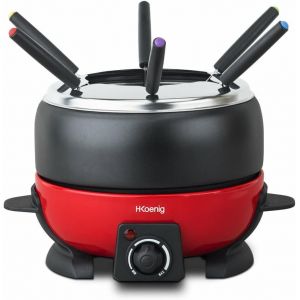 SUBZONAL-Appareil &agrave; Fondue Electrique 6 Fourchettes 2L Inox ALP1800, Service &agrave; Fondue Chocolat Bourguignonne Fromage Savoyarde, Bol Amovible Antiadh&eacute;sif R&eacute;sistant, Couvercle antiprojection - Neuf