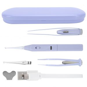 Ensemble De 3 Pieces Pour Retirer Le Cerumen Avec Lumiere Led Et Usb, Cuillere Pour Nettoyer Le Nez Et Les Oreilles, Outil De Nettoyage Pour Enfants, Violet - Neuf