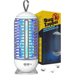 Lampe Anti Moustique Extérieur,2 en 1 Tue Mouche Électrique Rechargeable USB,IPX5 Étanche,Anti Moustique sans Fil pour l`intérieur,l`extérieur,Le Balcon et Le Camping - Neuf