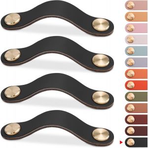 4pcs poignée de Meubles, Poignée, Poignée, Poignée en Cuir (Noir, 96mm), Placard Bouton de Porte Poignée en Cuir Tiroir Bouton, Vintage poignée de Meubles, Poignée, Poignée, Poignée de Coffret - Neuf