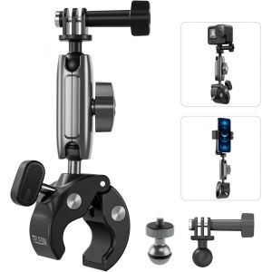 Handlebar Mounts for Motorcycles and Bikes for GoPro Hero 13/12/11/10/9/8/7, DJI Osmo Action 5 Pro/4/3 Insta 360 X5 X4, Action Cameras Mount with 360 Degree Rotation (Aluminum Alloy) - Neuf