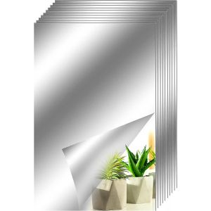 10pcs Self Adhésif Miroir Décoratif Miroir Carré Argent Amovible Décoratif Mosaïque Auto-Adhésif - Neuf