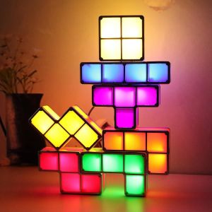 Senior-Veilleuse &Agrave; Del Empilable Pour Enfants, 7 Couleurs &iquest; Puzzles 3d &iquest; Lampe De Bureau Embo&icirc;table &Agrave; Induction &iquest; Blocs De Lumi&egrave;re Tangram &iquest; Lampe De Puzzle Pour Enfants Avec Chargeur Usb[L1951] - Neuf