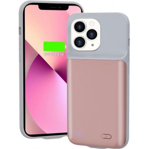 Sjzg-Coque De Batterie Pour Iphone 13 Pro Max 5000mah Slim Housse De Protection De Charge Portable Rechargeable Extended Power &Eacute;tui De Chargeur Case Pour Iphone 13 Pro Max-Rose(6,7U201d) - Neuf