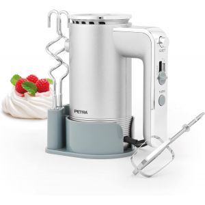 Eryi-Batteur Électrique 300w Avec Rangement, Fouet Pâtisserie 5 Vitesses & Turbo, Set 2 Crochets Pétrisseurs & 2 Fouets, Idéal Préparation Gâteaux/Blancs En Neige, Argent/Bleu - Neuf