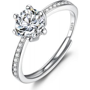 Kahfl-Bague Femme En Argent 925 Bague Argent Femme Réglable Bague Zircone Cubique Bague Fiançailles Femme Bague Promise Pour Mariage Alliance Bijoux Femme - Neuf