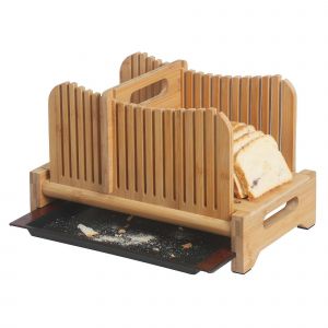 Bambou Trancheuse &Agrave; Pain Guide Avec 3 &Eacute;paisseur De La Tranche Param&egrave;tres, Planche &Agrave; D&eacute;couper Pliable Et Tiroir Ramasse-Miettes De Pain, Des G&acirc;teaux, Des Bagels - Neuf