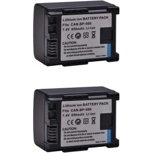 Lot De 2 Batteries Bp-808 Bp 808 + Double Chargeur Usb Pour Canon Bp-827 Bp 827 Bp-819 Bp-807 Bp-809 ; Cam&eacute;scope Canon Hg31 Xa10 Hf20 Hf10 Hf100 Hf100E Hg20 Hg21 Ers[Z3944] - Neuf