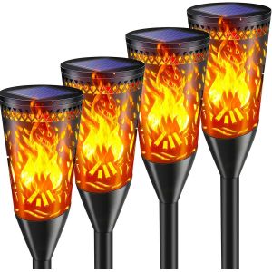 Lumiere Solaire Exterieur, 10 Pack 12 Led, Lampe Solaire Jardin Avec Effet De Flamme R&eacute;aliste, &Eacute;tanche Ip65, Convient Pour Jardin, Terrasse, Pelouse, Balcon, Chemin, Parterre De Fleurs - Neuf