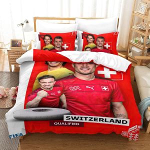 Qatar Housse De Couette De La Coupe Du Monde Switzerland | Housse De Couette Souvenir De C&iquest;&iquest;L&iquest;&iquest;Bration | &iquest;&iquest;Quipes De Pays Pour La Coupe Du Monde Doubl - Neuf
