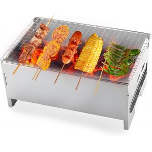 JGD-Petit Barbecue Charbon de Bois, Barbecue Pliable, Barbecue Portable Charbon, BBQ Portable, Mini Barbecue, Barbecue Camping, Gril &agrave; Charbon Compact pour Camping, Pique, Nique, Jardin, Plage - Neuf