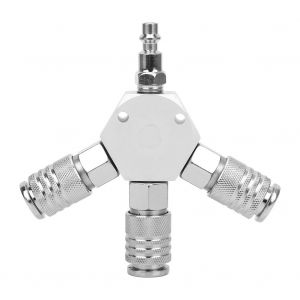 Raccord rapide pneumatique pour collecteur d'air a 3 voies, separateur de tuyau d'air avec 3 coupleurs et prise 1/4 NPT - Neuf