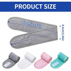 Tzf-Lot De 4 Bandeaux De Cheveux, Réglables, Pour Le Spa, Doux Et Doux Pour La Peau, Pour Le Soin Du Visage, Avec Autocollant Magique Réglable, Pour La Douche, Le Visage, Le Yoga, Le Sport, 4 Couleur - Neuf