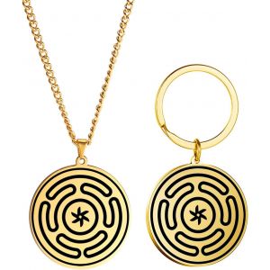 Kal-Collier H&eacute;cate Pour Hommes Pendentif Roue D'h&eacute;cate Viking Triple D&eacute;esse Roue Amulette Pa&iuml;en Wiccan Bijoux Cadeaux Femmes - Neuf