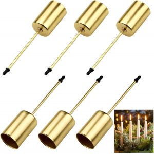 KALANKA-Lot de 6 bougeoirs dorés - Couronne de l'Avent - Bougeoirs en métal - Bougeoirs avec mandrin - Bougeoir pour bougies à tige - Bougeoirs pour bougies à tige - Bougeoirs pour décoration de tabl - Neuf