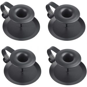 CAUC-4 Pi&egrave;ces Bougeoirs Vintage Noirs en M&eacute;tal, Bougeoirs avec Poign&eacute;e et Plateau D&eacute;coration Table pour H&ocirc;tel, Restaurant et Salle - Neuf