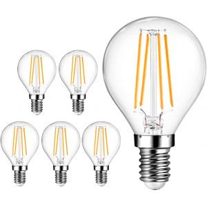 Lot De 5 Ampoule Led Standard E14 6w, Ampoule Led E14 Vintage, 2700k Couleur Blanc Chaud Claire, Verre, 5 Pièces - Neuf