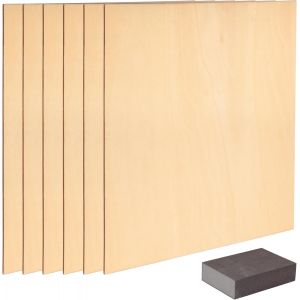 Tianyi-Panneau Bois Contreplaqué 2mm - Lot 6x Planche Bois Brut 30 X 30 Cm Pour Découpe Gravure Laser Maquette Bricolage Coffrage - Feuille De Bois Planchette Pour Pyrographie - Neuf