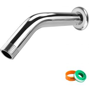 Rallonge de Pommeau de Douche 15 cm en Acier Inoxydable, Finition Chrom&eacute;e avec Bande de Valve et Base D&eacute;corative, Compatible avec Pommeaux de Douche Fixes et Extensibles - Neuf