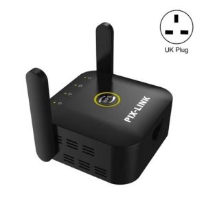 Prolongateur de signal Wifi-Amplificateur sans fil 300Mbps,PIX-LINK,UK Plug Noir - Neuf