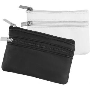 CAUC-2 PCS &Eacute;tui &agrave; Cl&eacute;s, 11x8 cm, Porte Monnaie en Cuir PU pour Femme et Homme, Portefeuille Multifonction avec Compartiment, Porte-Cl&eacute;, et Porte Carte, Id&eacute;al pour Un Usage Quotidien (Noir+Blanc) - Neuf
