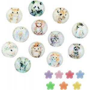 KALANKA-12 Pi&egrave;ces Aimant Frigo Magnet &iquest; Aimants en Verre Puissants D&eacute;coratifs, Set d&iquest;Animaux Rond pour R&eacute;frig&eacute;rateur, Tableau Magn&eacute;tique et Tableau Blanc avec Magnets D&eacute;co Inclus - Neuf