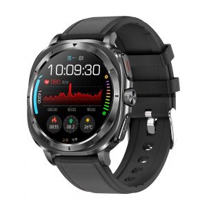 Montre Connectée Écran Amoled 1.43' Bracelet Cuir Ecg Santé Sport Bluetooth Noir Yonis - Neuf