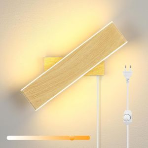 12w Applique Murale Int&eacute;rieur Led Avec C&acirc;ble De 1.5m Interrupteur Dimmable Et Prise,31cm &Eacute;clairage Mural Rotatif Up Down Spot Lumi&egrave;re,Plug-In Lampe De Mur En Aluminium Pour Chambre,3000k - Neuf