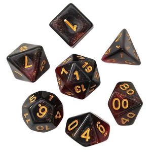 Noir + Rouge Ensemble De 7 D&eacute;s Num&eacute;riques Bicolores Multicolores En Cours D'ex&eacute;cution Jeu De Groupe D&eacute;s Color&eacute;s Dnd - Neuf
