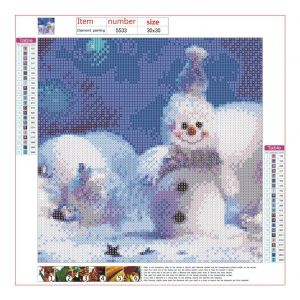 Hjlian Kit De Peinture Diamant A Faire Soi-Meme, Theme De Noel, 30 X 30 Cm, Decoration Murale (Bonhomme De Neige) - Neuf