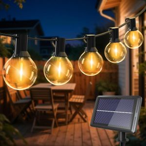Guirlande Lumineuse Exterieur Solaire, 9,3m 15+1 Led Guirlande Guinguette Exterieur Solaire, 4 Modes/Étanche Guirlande Solaire Exterieur Pour Jardin,Cour,Patio,Fête Déco - Neuf