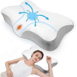 Oreiller Ergonomique Cervical, Oreiller Pour Dormir Sur Le C&ocirc;t&eacute; Et Sur Le Dos, Oreiller &Agrave; M&eacute;moire De Forme Pour Soulagement De La Douleur &Agrave; L'&eacute;paule, 1 Pi&egrave;ce - Gris - 63 X 36 X 13 Cm - Neuf