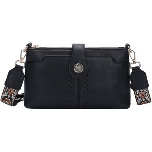 TZF-Sac Bandoulière Femme Vintage en Cuir PU - Petit Sac Porté Épaule Élégant avec Sangle de Guitare Amovible - Neuf