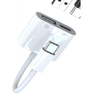 TRAHOO-Adaptateur USB C vers USB (2 en 1) pour iPad OTG 3.0 Type C Chargeur C&acirc;ble pour iPhone 16 15 Pro Max pour Apple Compatible avec Samsung Convertisseur USB-A Lecteur Cartes Stick Appareil Photo - Neuf