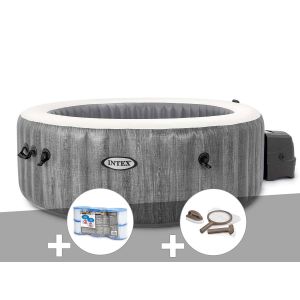 Kit spa gonflable Intex PureSpa Baltik rond Bulles 4 places + 6 filtres + Kit d'entretien - Neuf