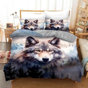 Cheng-Housse De Couette Loup 200x200,En Microfibre Housse De Couette 3d Avec Fermeture &Eacute;clair Motif Loup Douce Et Agr&eacute;able Pour Le Sommeil &iquest;Loup -2,200x200cm&iquest; - Neuf