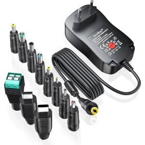 Chargeur Universel 48W AC vers DC 5V 6V 7,5V 9V 12V 15V 19V, Adaptateur Universel avec 11 Embouts CC, Comprend Une Prise USB 5V 1A pour Cam&iquest;&iquest;ra Routeur &iquest;&iquest; Bande LED - 4000mA Max. - Neuf