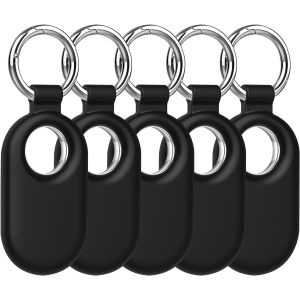 VornixorSarlshop-5 Pi&egrave;ces &Eacute;tui Protection Compatible avec Samsung Galaxy SmartTag 2, Housse Coque Keyring Tracker pour Votre Cl&eacute; de Voiture, Votre Sac, Chien Laisse Et Plus Encore, Black - Neuf