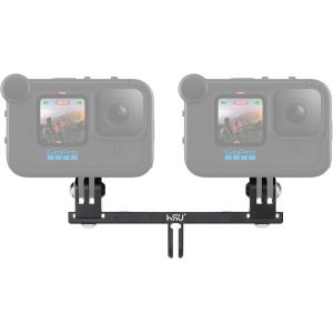 Support Double en Aluminium pour GoPro, Support Griffe Froide pour Caméra d'action, Plus Longue Adaptateur pour GoPro avec Media Mod ou Boîtier Etanche.[F704] - Neuf