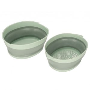 Hjlian Panier De Rangement Pliable Et Portable A Double Couche Pour Fruits Et Legumes, Design Separe, Pour La Cuisine, L'exterieur, Les Voyages, Vert, Petit Format - Neuf
