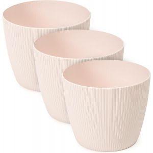 ERYI-Lot De 3 Pots De Fleurs Mats En Plastique - Pot Décoratif Pour Grandes Plantes - Diamètre : 11 Cm - Rose Poudré - Neuf