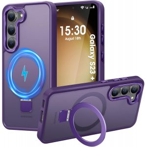 TRAHOO-Coque pour Samsung Galaxy S23 Plus, Magnétique Robuste Anneau de Support Invisible, Protection Militaire, étui Antichoc pour Samsung S23 Plus(Violet foncé) - Neuf