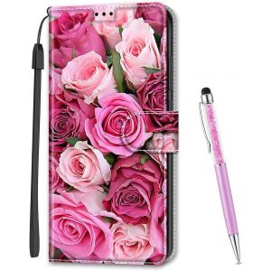 Kal-Coque Compatible Avec Huawei P Smart Plus 2019 / Enjoy 9s, Imprimé Coloré Motif Portefeuille Housse En Cuir Synthétique Avec Support Et Cartes Compartiments Pour P Smart+ 2019 (Rose B) - Neuf