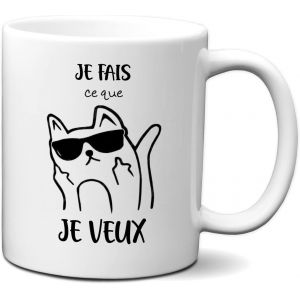 Eryi-Tasse Mug Cadeau Chat Grincheux Grognon Ronchon- Je Fais Ce Que Je Veux - Rigolo Humour Amusant - Neuf