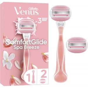 Rasoir Pour Femme Comfortglide Spa Breeze, Manche , Lot De 2 Recharges A 3 Lames, Sans Besoin De Gel A Raser, 1 Rechange Par 30 Jours De Rasage, Conçu Pour Corps Et Poils - Neuf