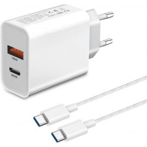 Chargeur Rapide Usb C 45w Avec Cable Pour Samsung Galaxy S25 Ultra/S24 Plus/S24 Ultra/S23 Fe/S22 S21 S20,Z Fold 4 5 6 A55 A56 A35 A54 A53 5g A25 A34 A15 A16 Iphone 15 16 Pro Pr Adaptateur Se[H325] - Neuf