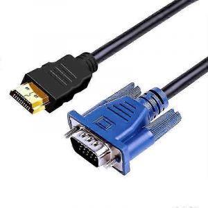 C&acirc;ble 1,5 m compatible HDMI vers VGA Anti-interf&eacute;rence Haute clart&eacute; Convertisseur m&acirc;le vers VGA m&acirc;le compatible HDMI pour ordinateur de bureau JIKAIX-GOOD - Neuf